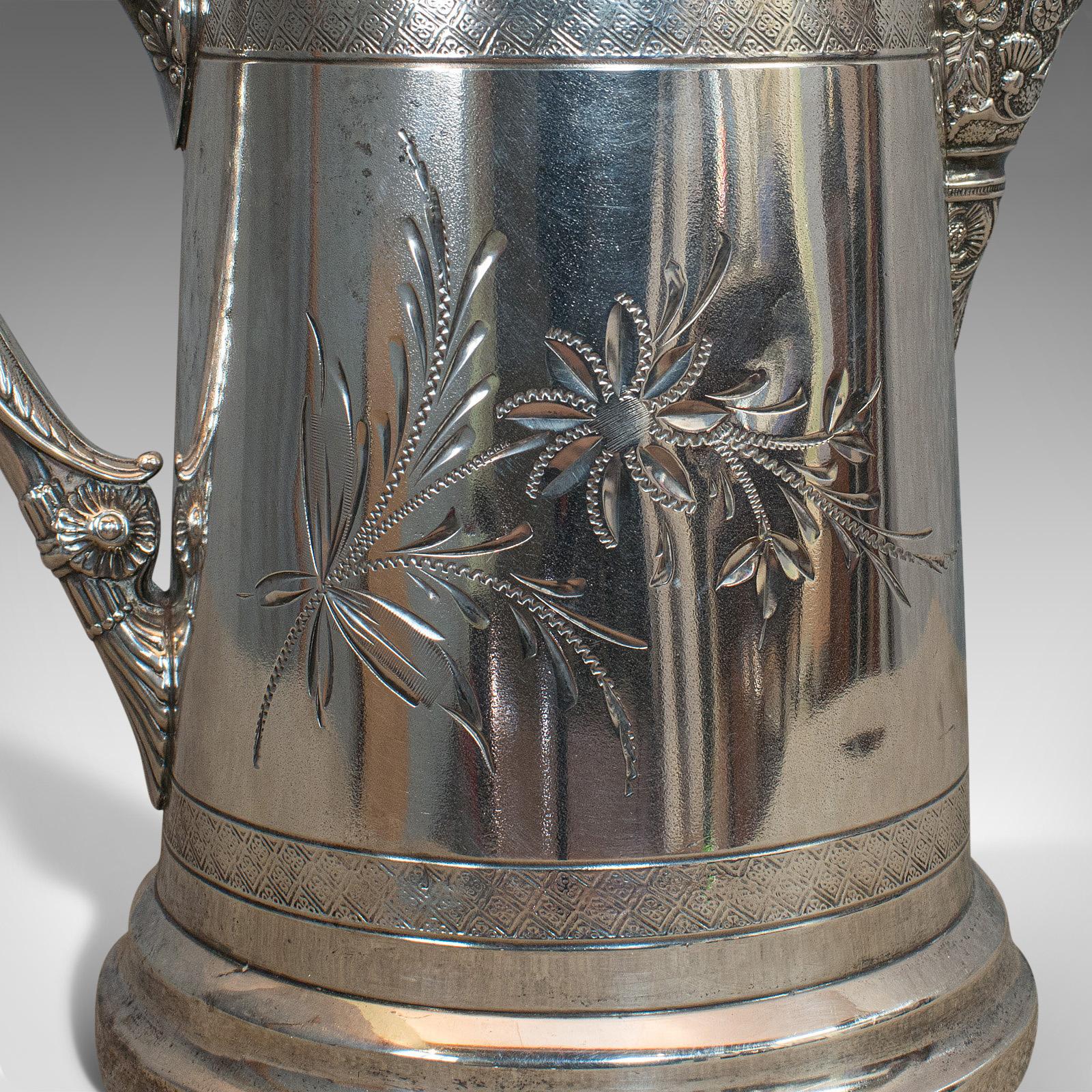 Antique Coffee Pot, English Silver Plate, Beverage Jug, 19th Century, circa 1900 6
