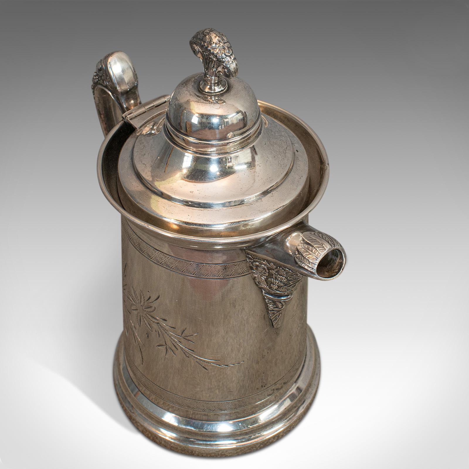 Antique Coffee Pot, English Silver Plate, Beverage Jug, 19th Century, circa 1900 1