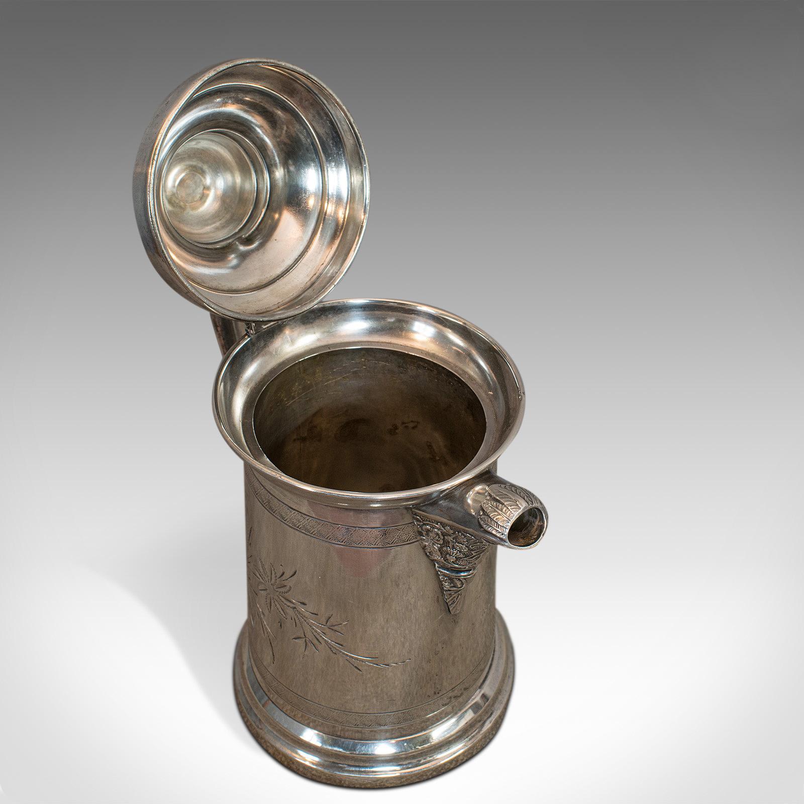 Antique Coffee Pot, English Silver Plate, Beverage Jug, 19th Century, circa 1900 2