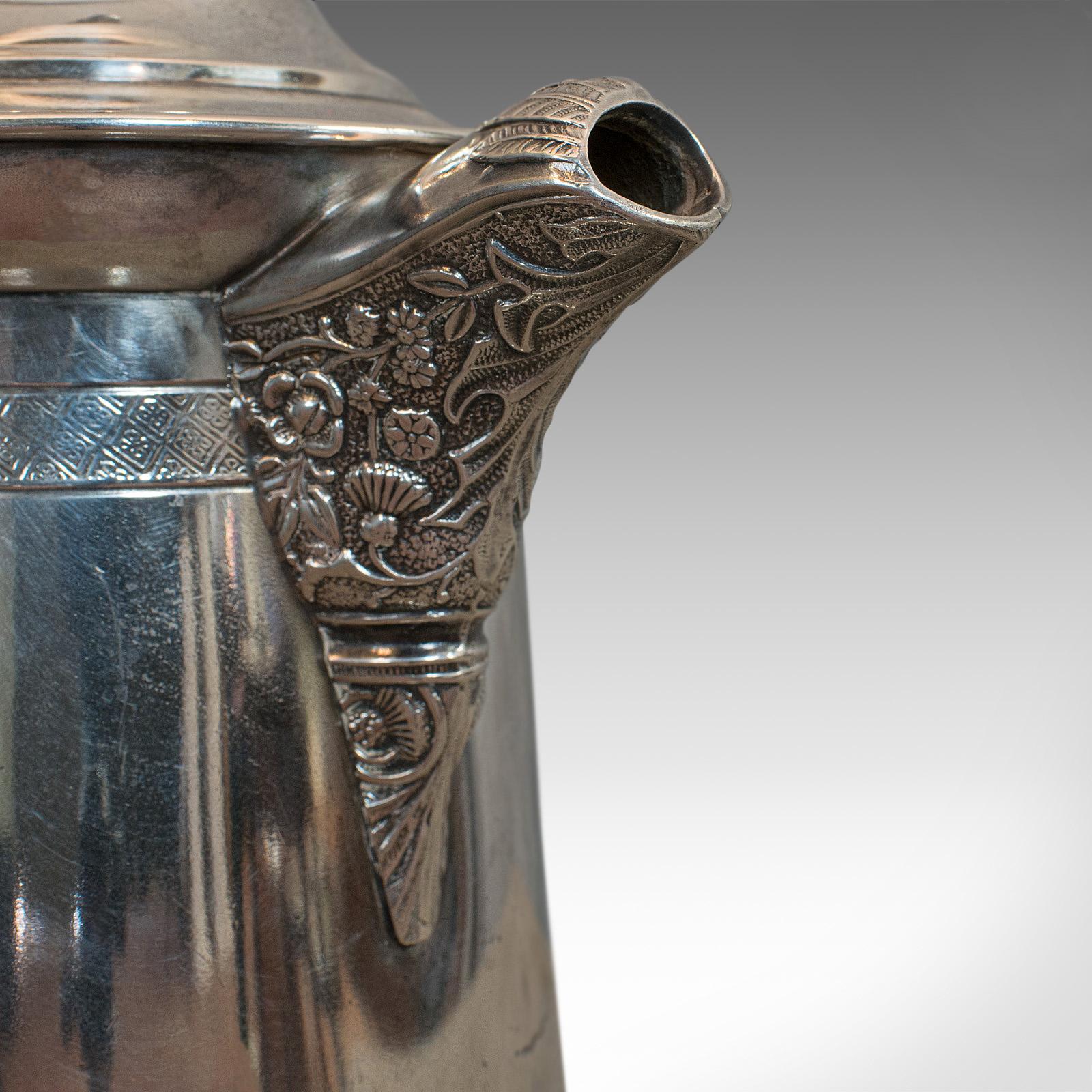 Antique Coffee Pot, English Silver Plate, Beverage Jug, 19th Century, circa 1900 4