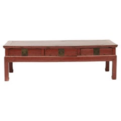 Antique Coffee Table Red Lacquer, c 1850-1870 China