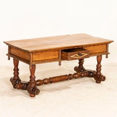 Antique Coffee Table With Spindle Trestle Base, Spain