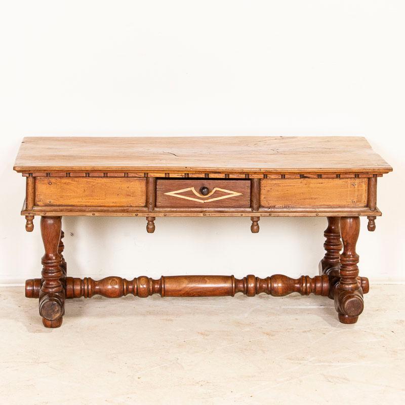 Spanish Antique Coffee Table With Spindle Trestle Base, Spain