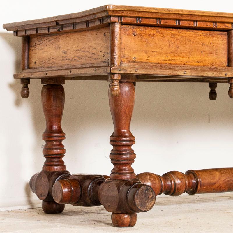 Antique Coffee Table With Spindle Trestle Base, Spain 3