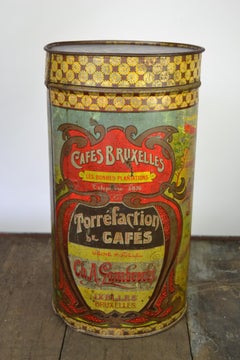 Antique Coffee Tin, Brussels Belgium, Art Nouveau
