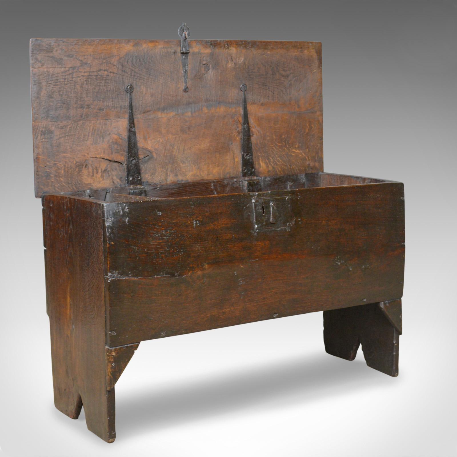 18th Century and Earlier Antique Coffer, 6 Plank Sword Chest, English, Oak, 17th Century, circa 1660