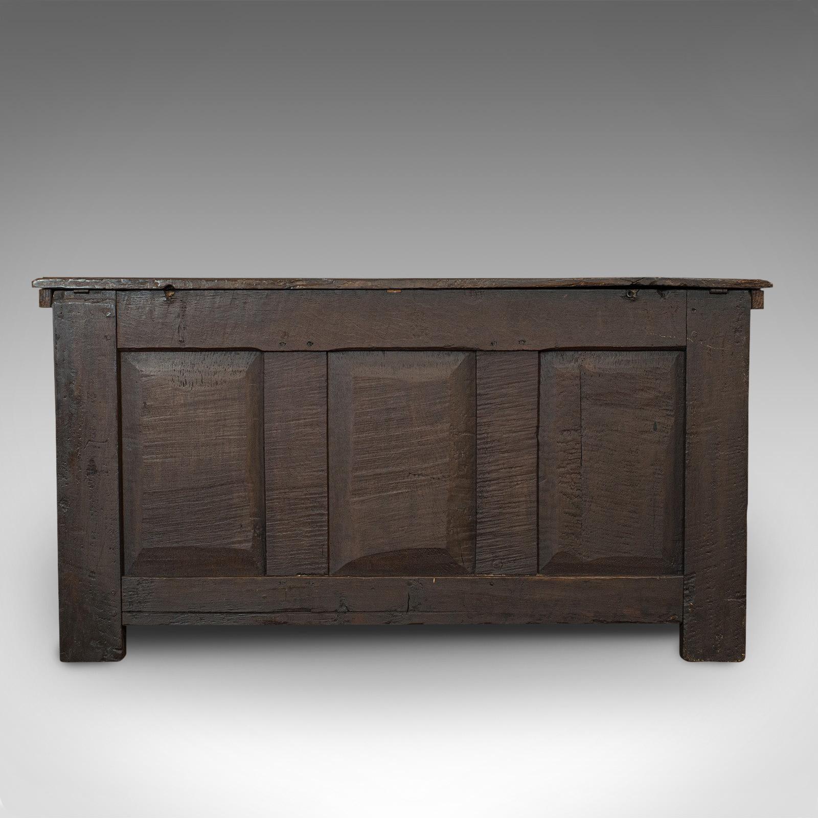 Inlay Antique Coffer, English, Oak, 3-Panel, Linen Chest Trunk William III, circa 1700 For Sale