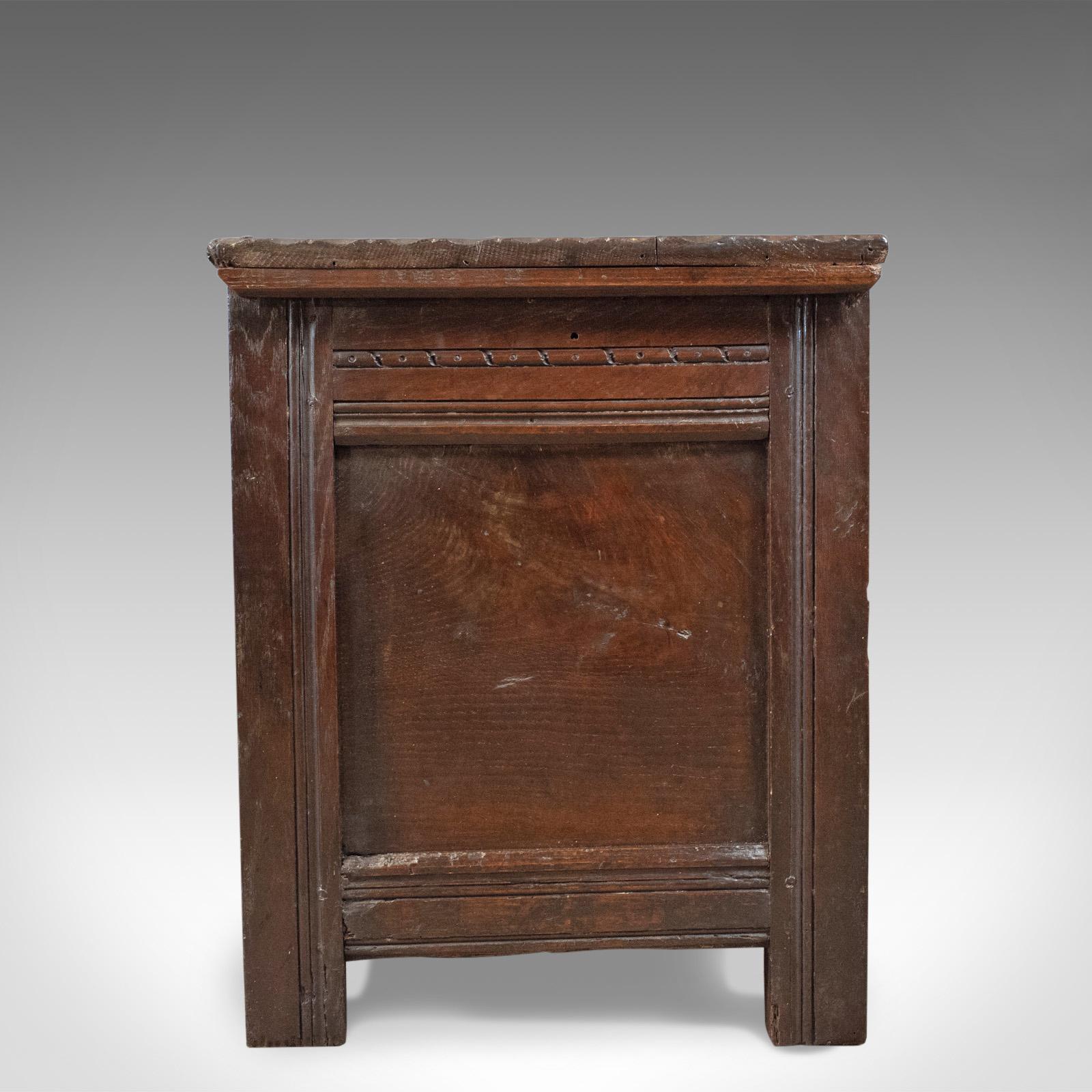 Charles II Antique Coffer, English, Oak, Joined Chest, Trunk, Late 17th Century, circa 1700