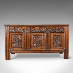 Antique Coffer, English Oak Joined Chest, William III, Queen Anne, circa 1700