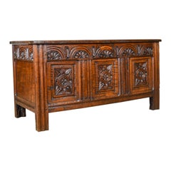 Antique Coffer, English Oak Joined Chest, William III, Queen Anne, circa 1700