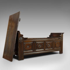 Antique Coffer, French, Oak, Window Seat Storage Bench, 17th Century, circa 1700