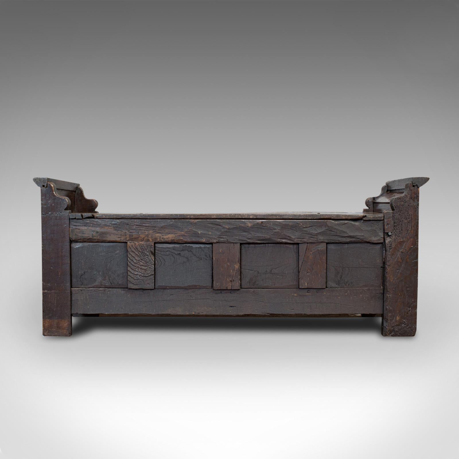 Antique Coffer, French, Oak, Window Seat Storage Bench, 17th Century, circa 1700 3