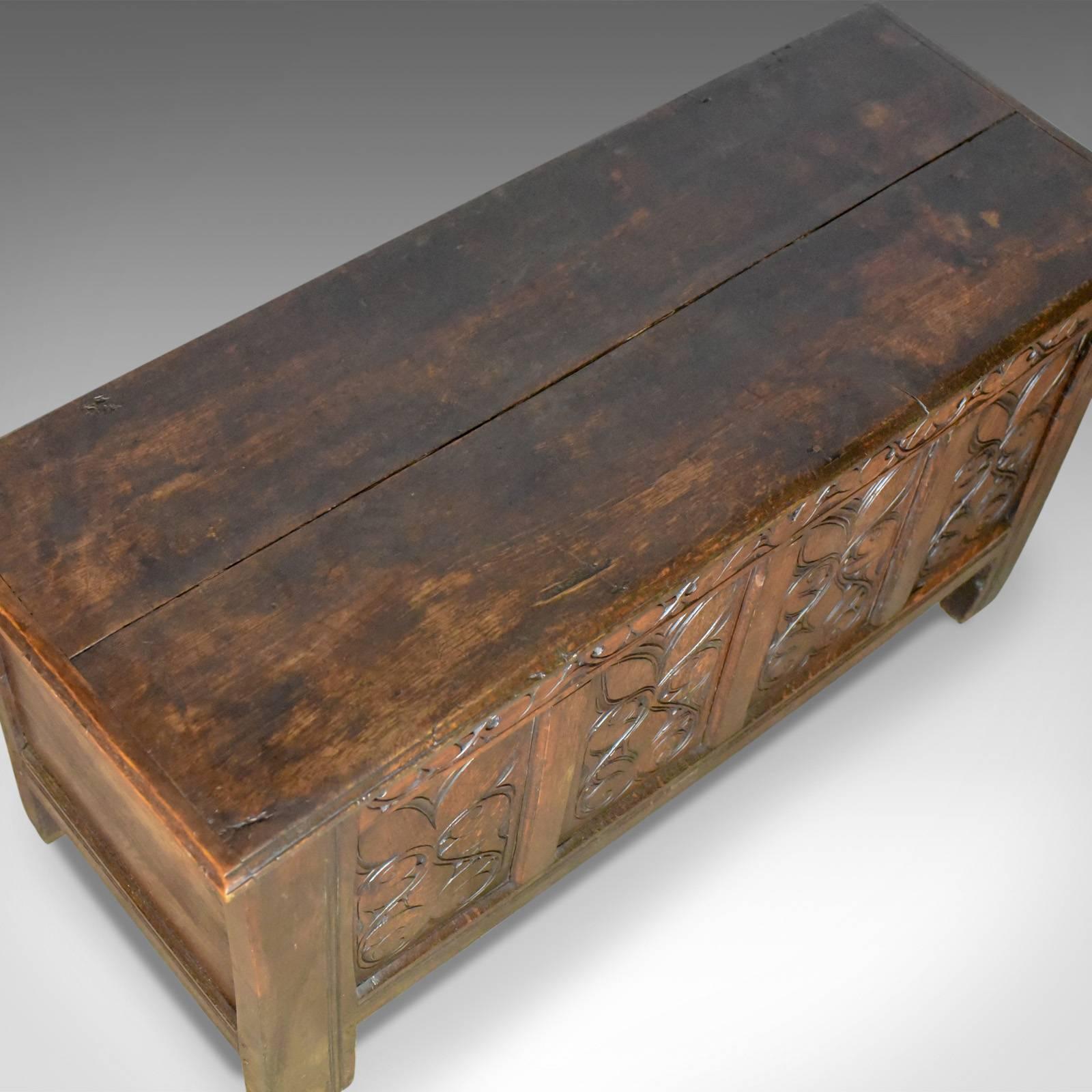 Antique Coffer, Large, English Oak Chest, Early 18th Century Trunk, circa 1700 For Sale 3