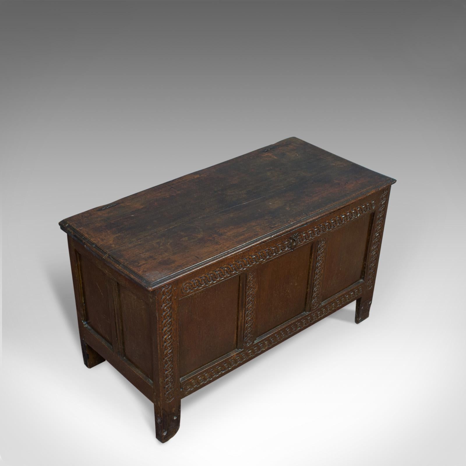 Antique Coffer, Large, English Oak, Joined Chest, Charles II Trunk, circa 1685 2