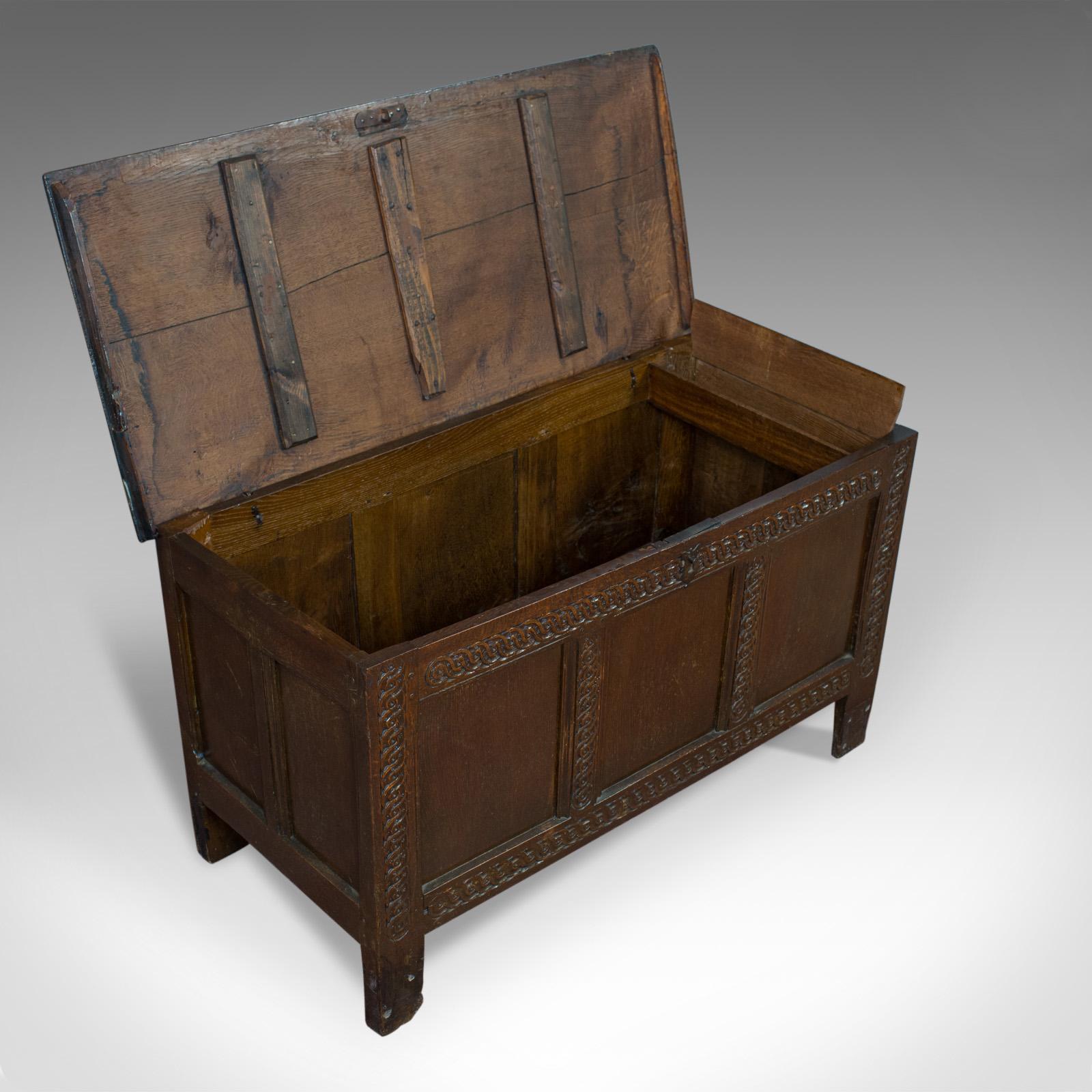 Antique Coffer, Large, English Oak, Joined Chest, Charles II Trunk, circa 1685 3