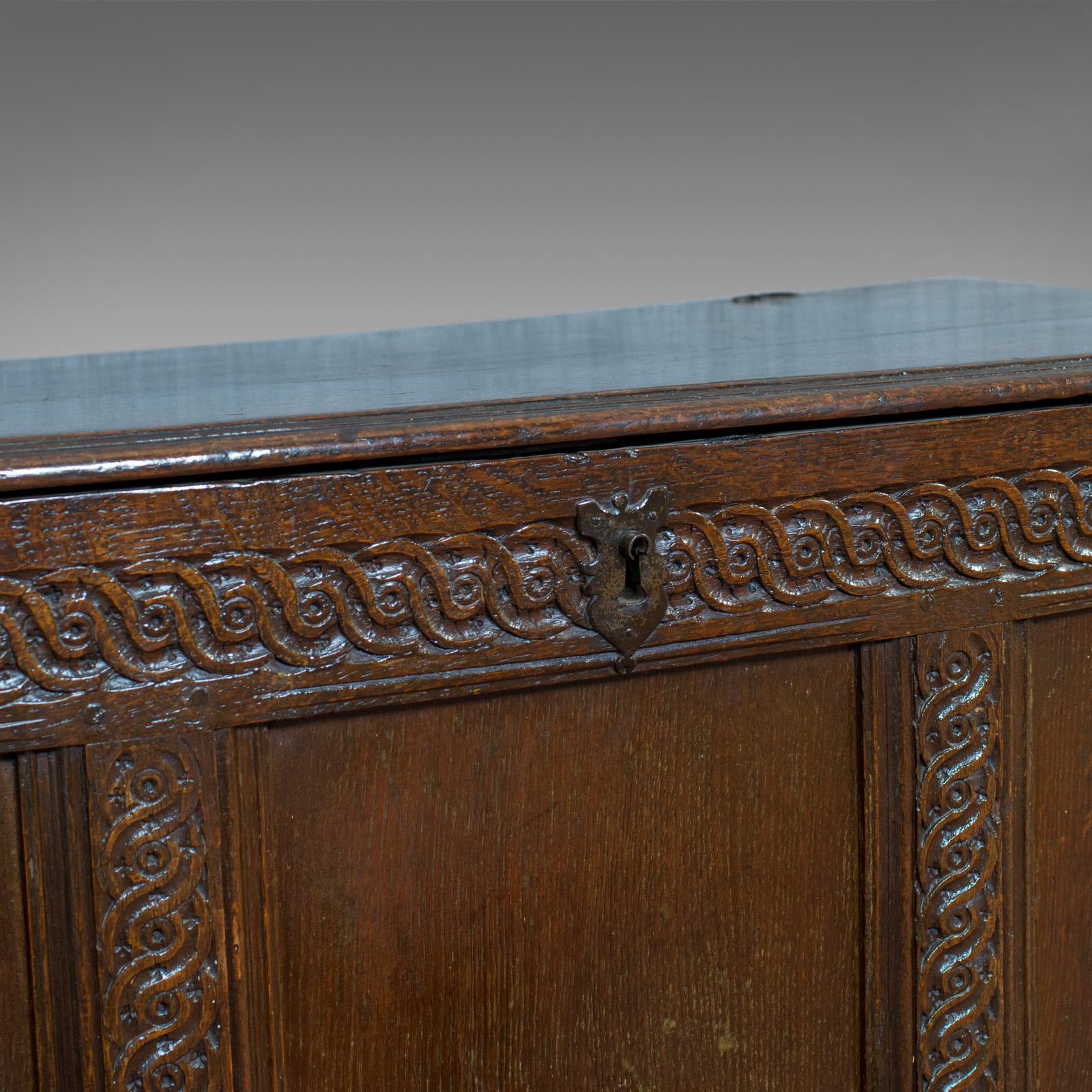 Antique Coffer, Large, English Oak, Joined Chest, Charles II Trunk, circa 1685 5
