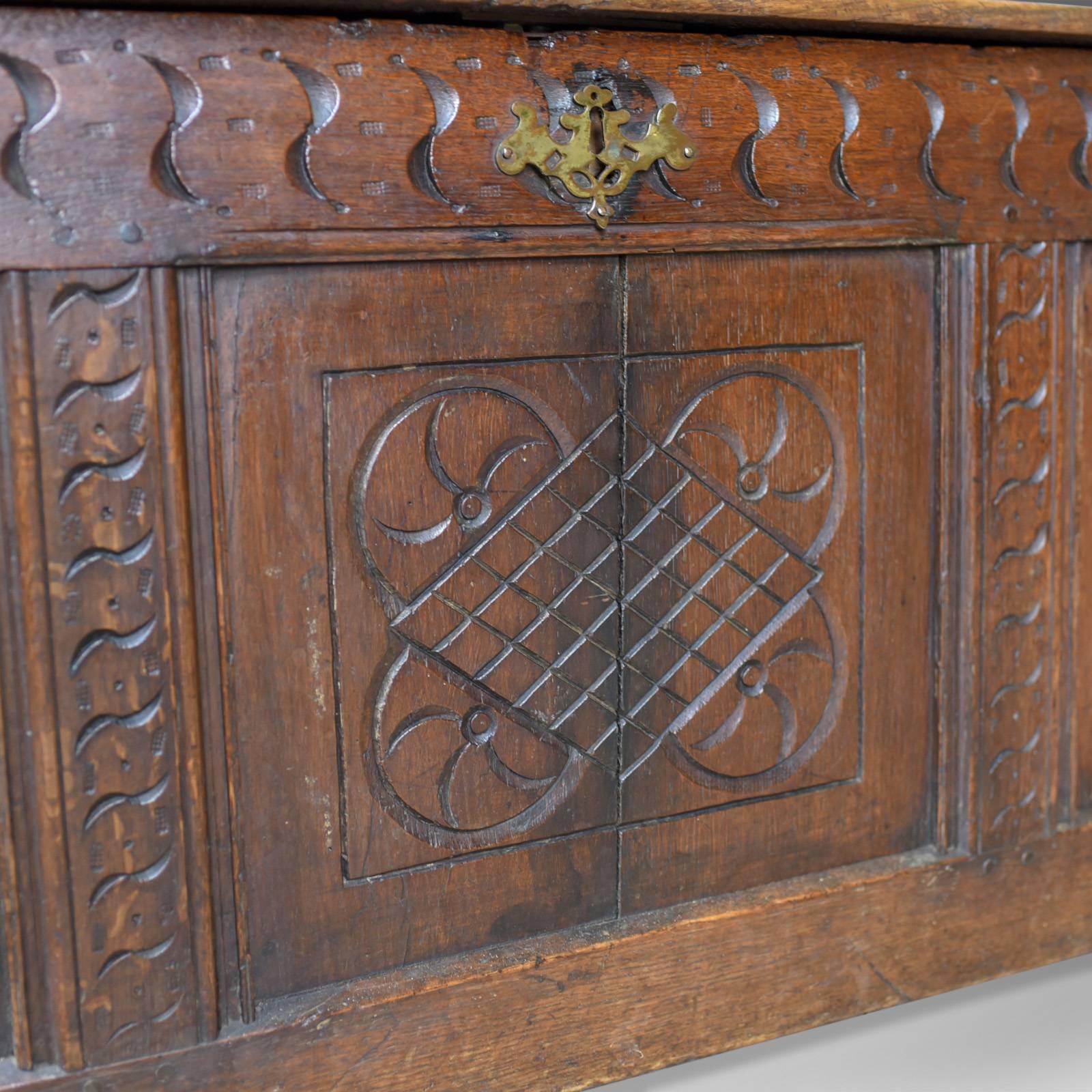 Antique Coffer Settle, English, Oak, Hall, Bench, Seat, circa 1700 1