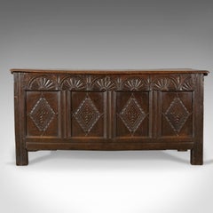 Antique Coffer, Large, English Oak, Joined Chest, Charles II Trunk, circa 1680
