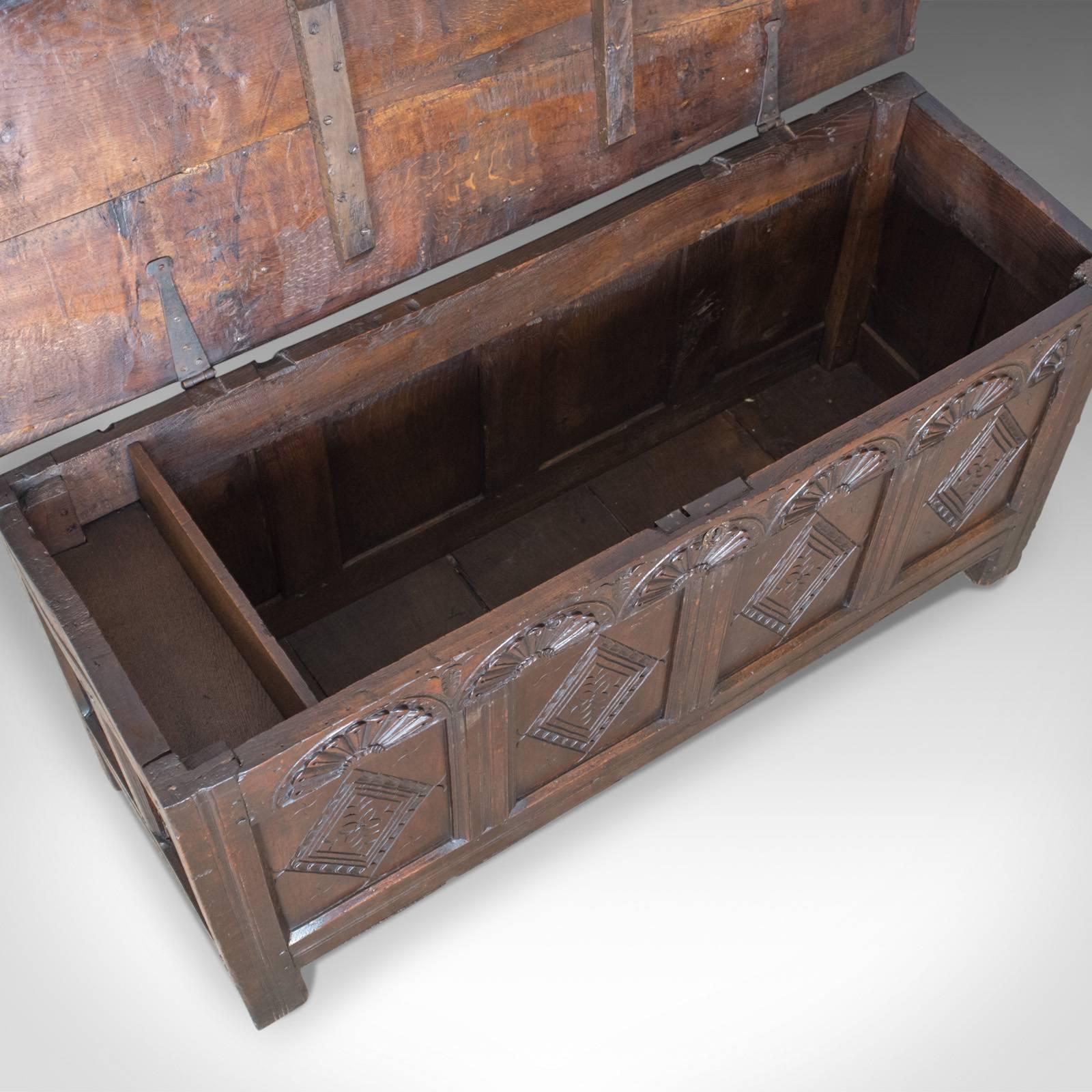 Antique Coffer, Large, English Oak, Joined Chest, Charles II Trunk, circa 1680  2