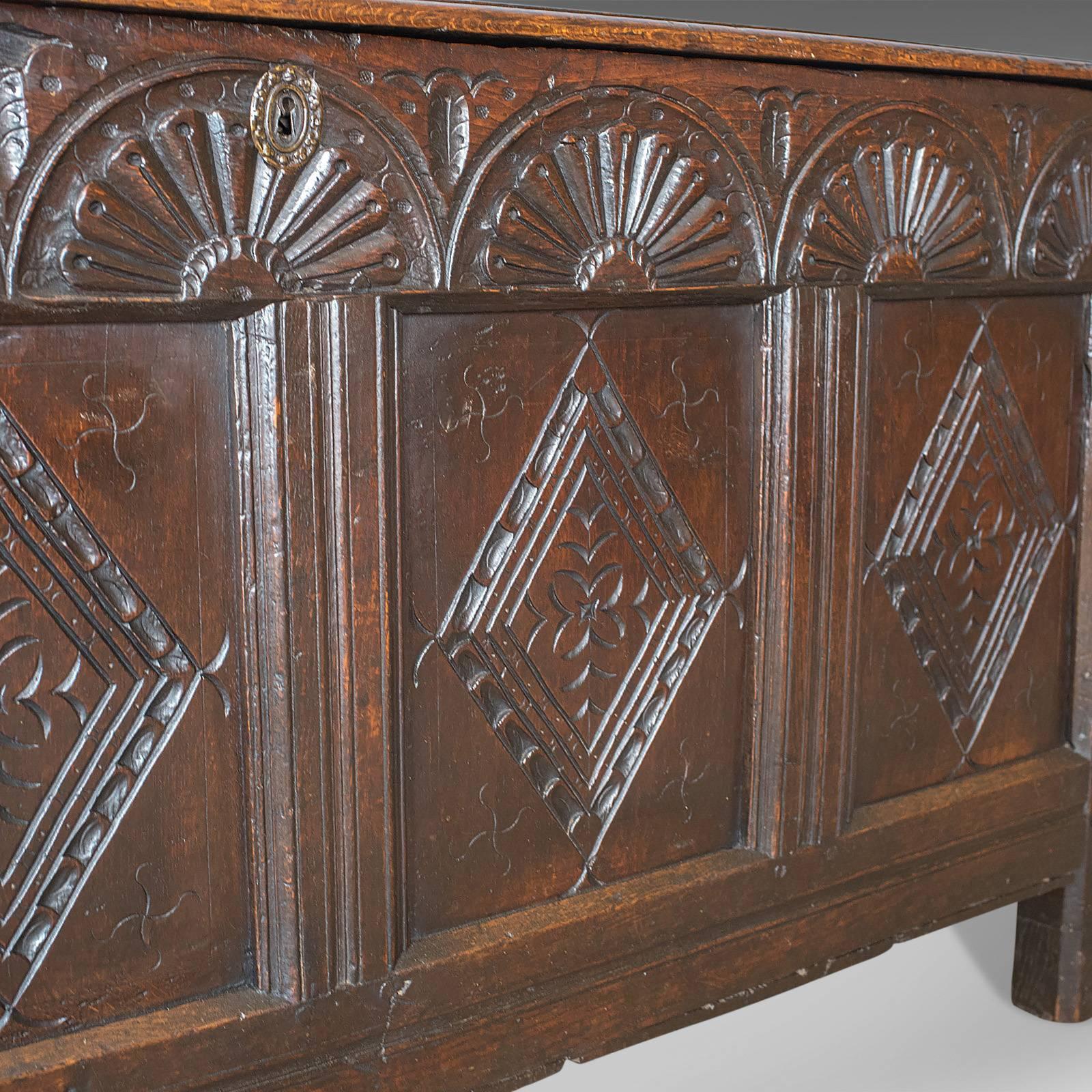 Antique Coffer, Large, English Oak, Joined Chest, Charles II Trunk, circa 1680  4