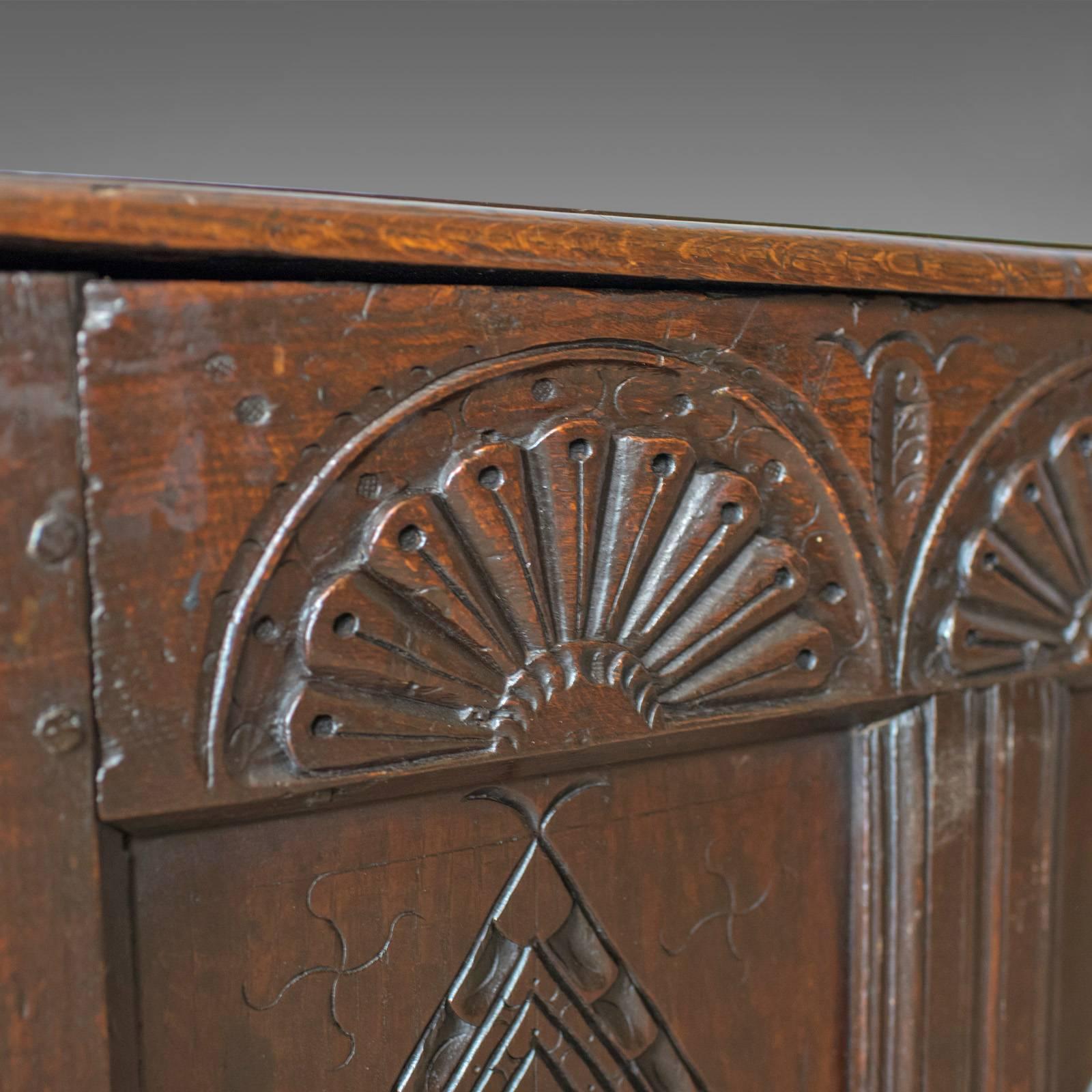 Antique Coffer, Large, English Oak, Joined Chest, Charles II Trunk, circa 1680  5