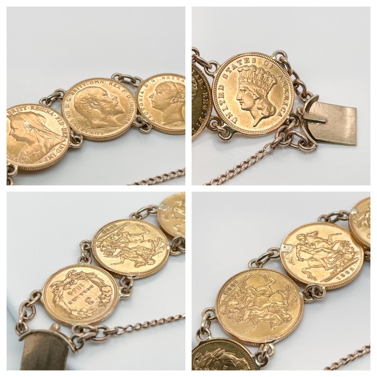 Antique Coin Bracelet with American Gold Coins & English Gold Sovereigns 2