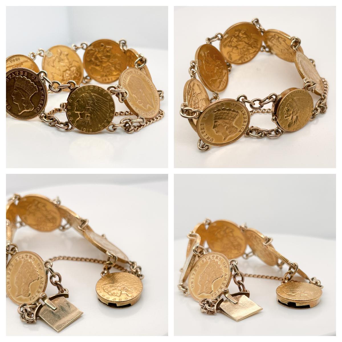 Antique Coin Bracelet with American Gold Coins & English Gold Sovereigns 3