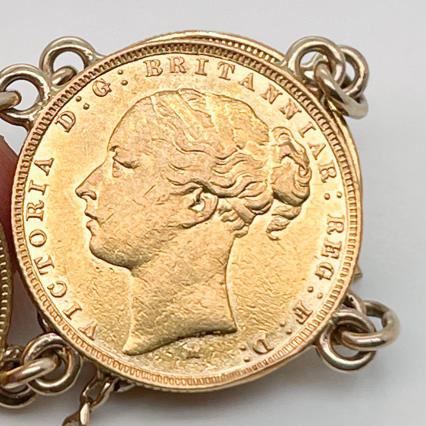 Artisan Antique Coin Bracelet with American Gold Coins & English Gold Sovereigns