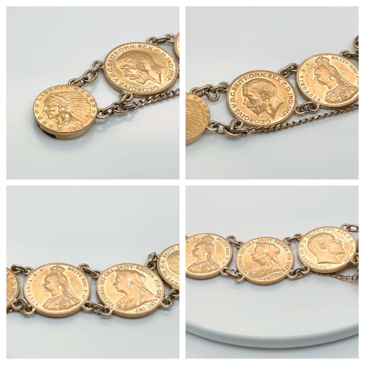 Antique Coin Bracelet with American Gold Coins & English Gold Sovereigns 1