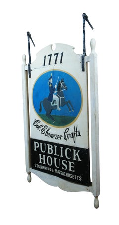 Antique Col Ebenezer Crafts Publick House Hotel Advertisement Sign 56"