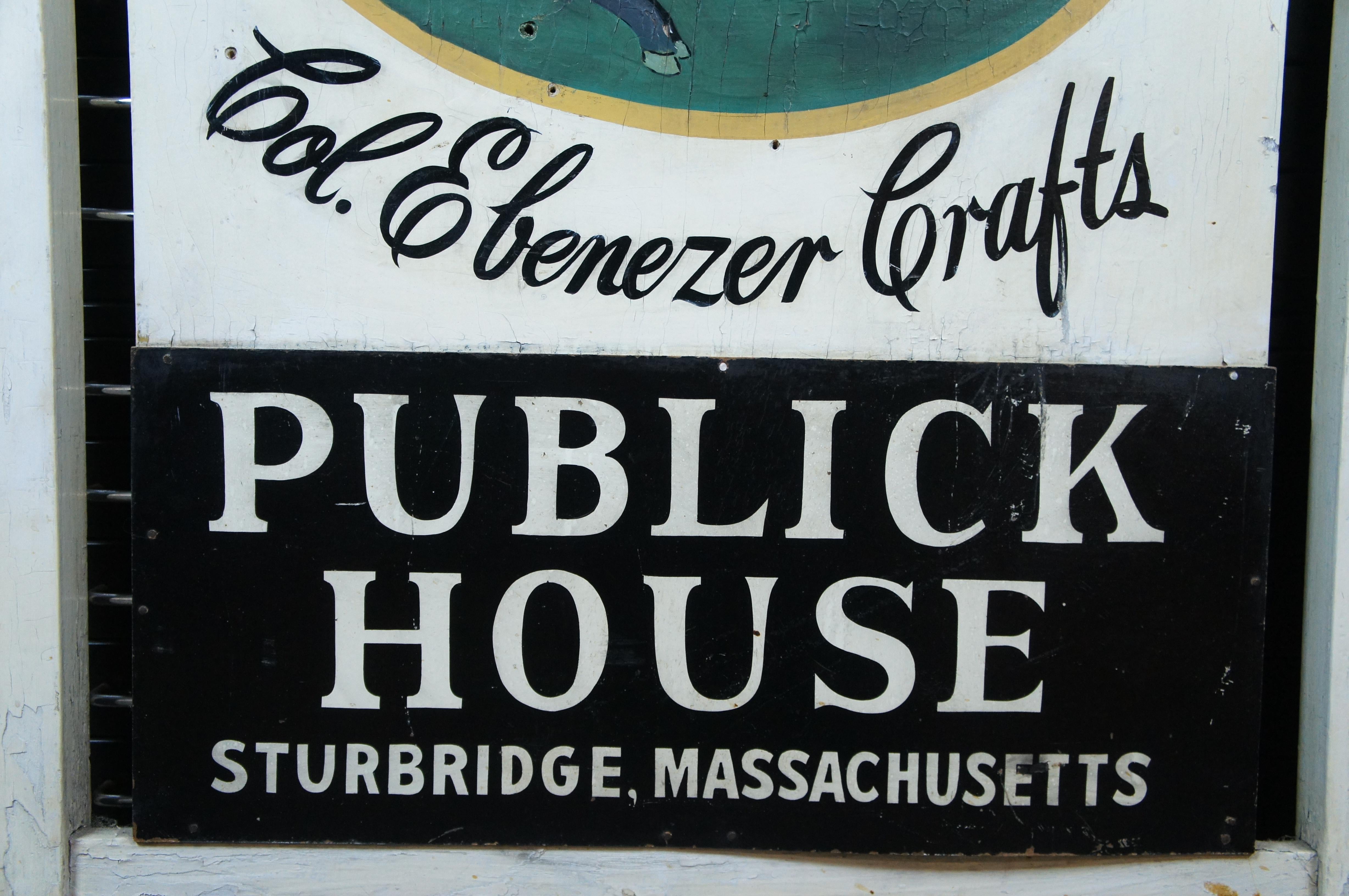 Antique Col Ebenezer Crafts Publick House Hotel Advertisement Sign 56