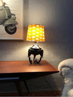 Antique Cold Painted Bronze Elephant Lamp