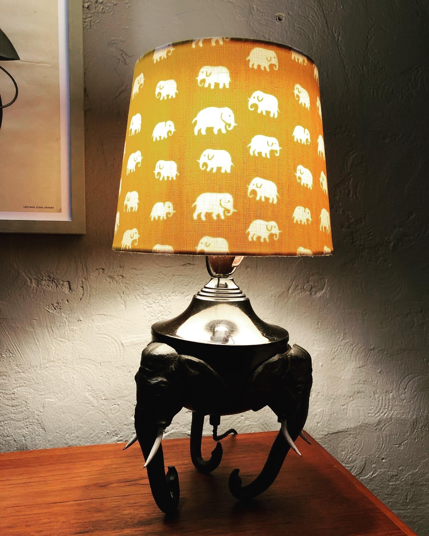 Danish Antique Cold Painted Bronze Elephant Lamp