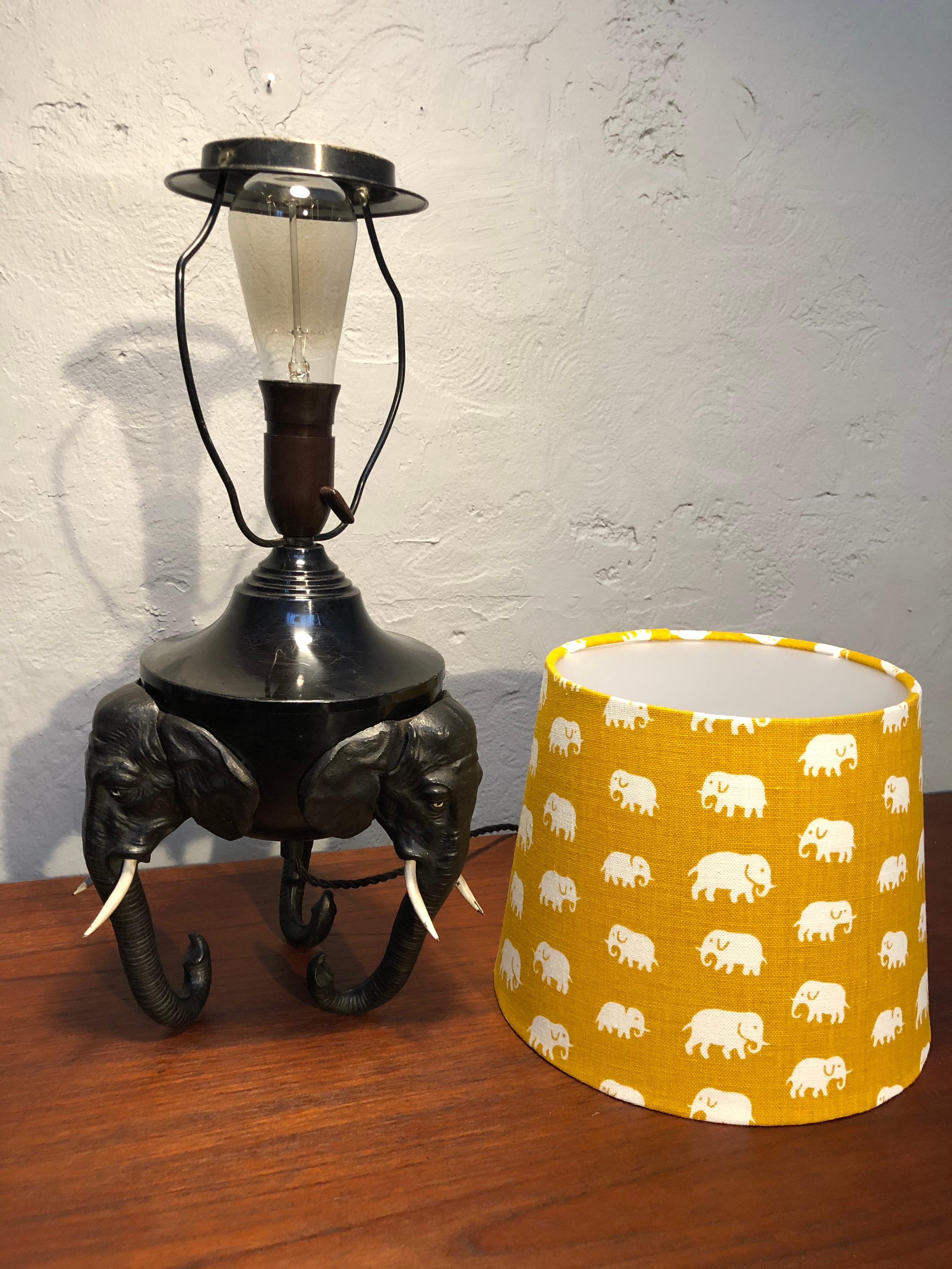 Antique Cold Painted Bronze Elephant Lamp 1