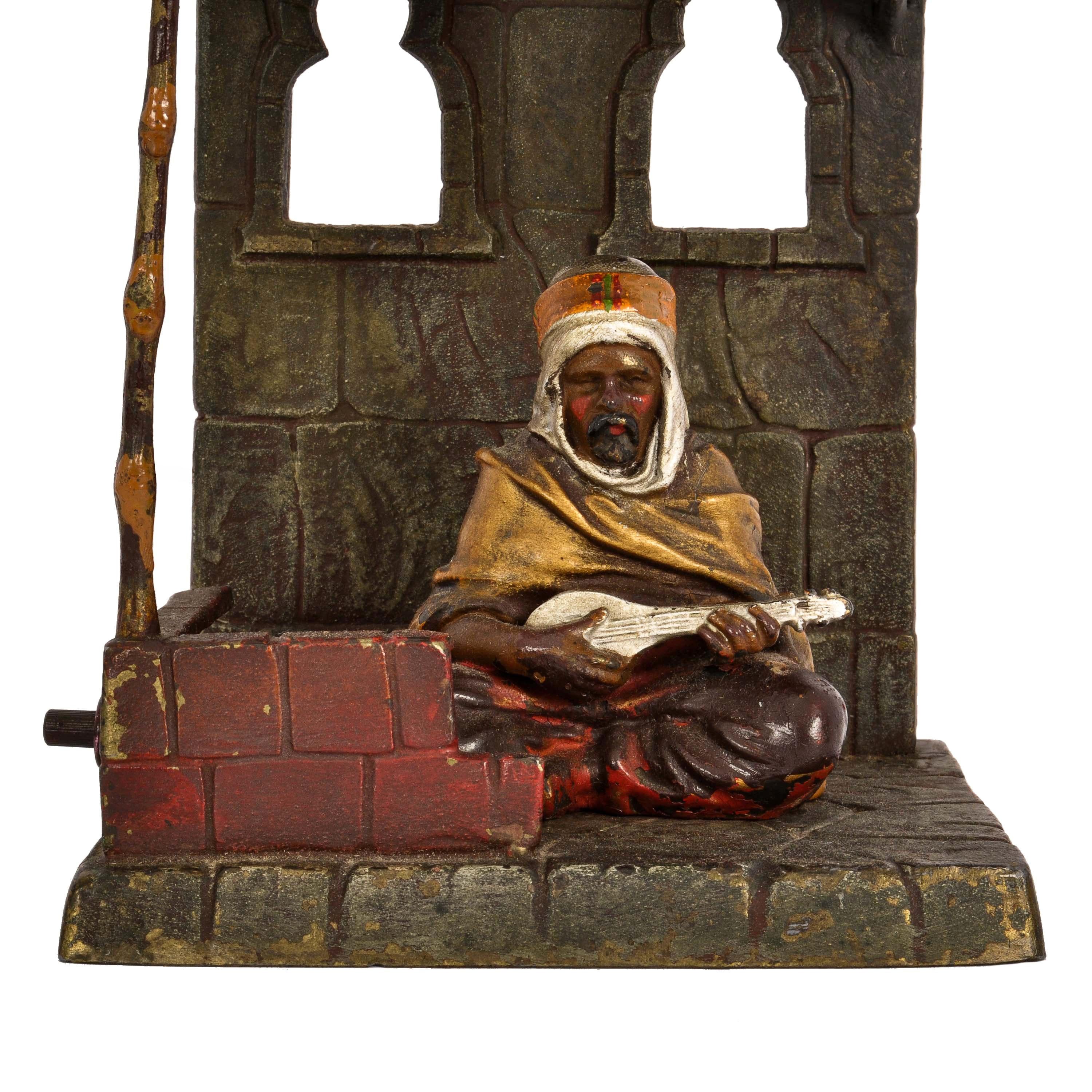 Antike Lampe aus Vienna Bronze, kalt bemalt Franz Bergman Orientalist Arab 1920 (Österreichisch) im Angebot
