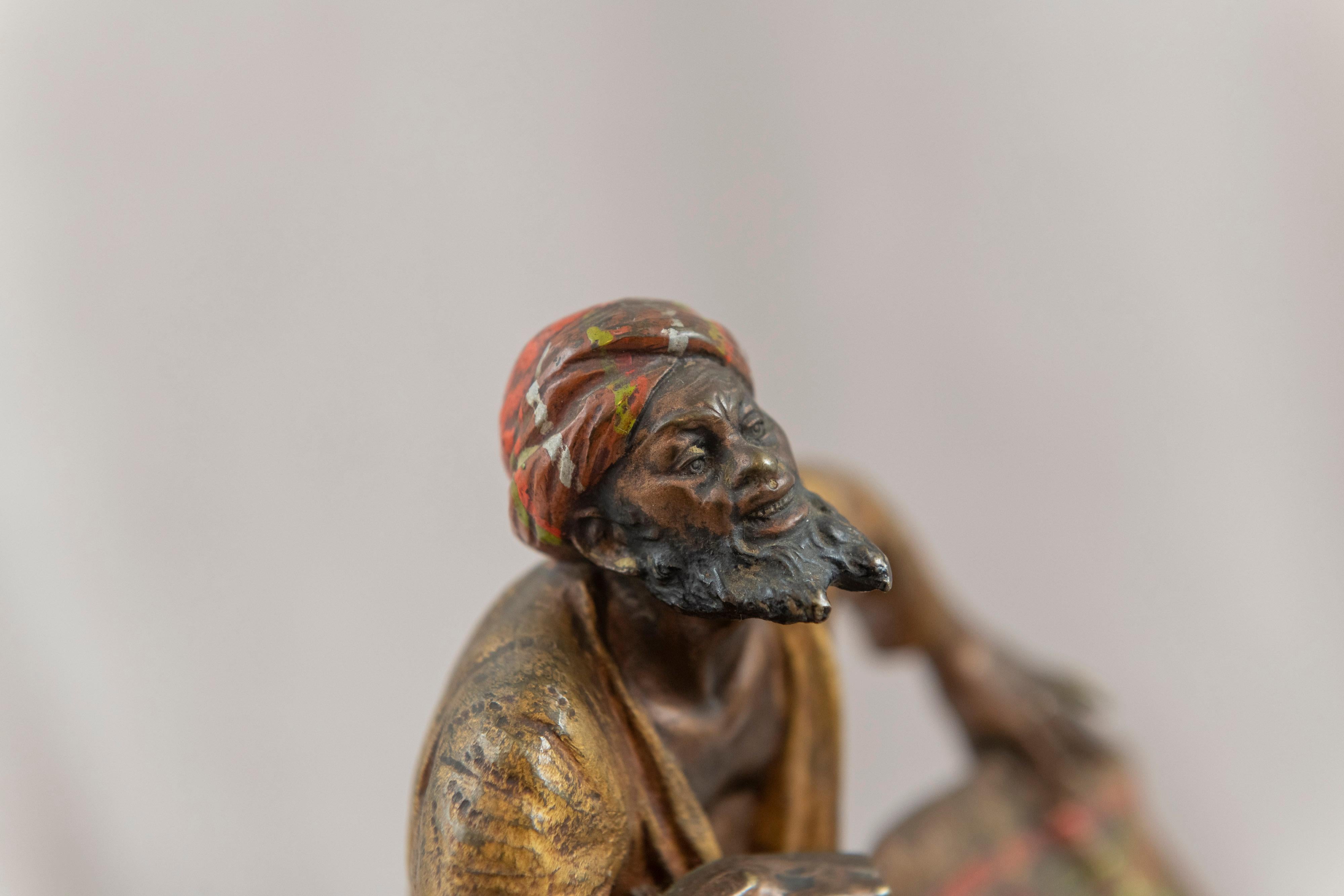 Antique Cold Painted Vienna Bronze, Orientalist Rug Seller, ca.1910 In Good Condition In Petaluma, CA
