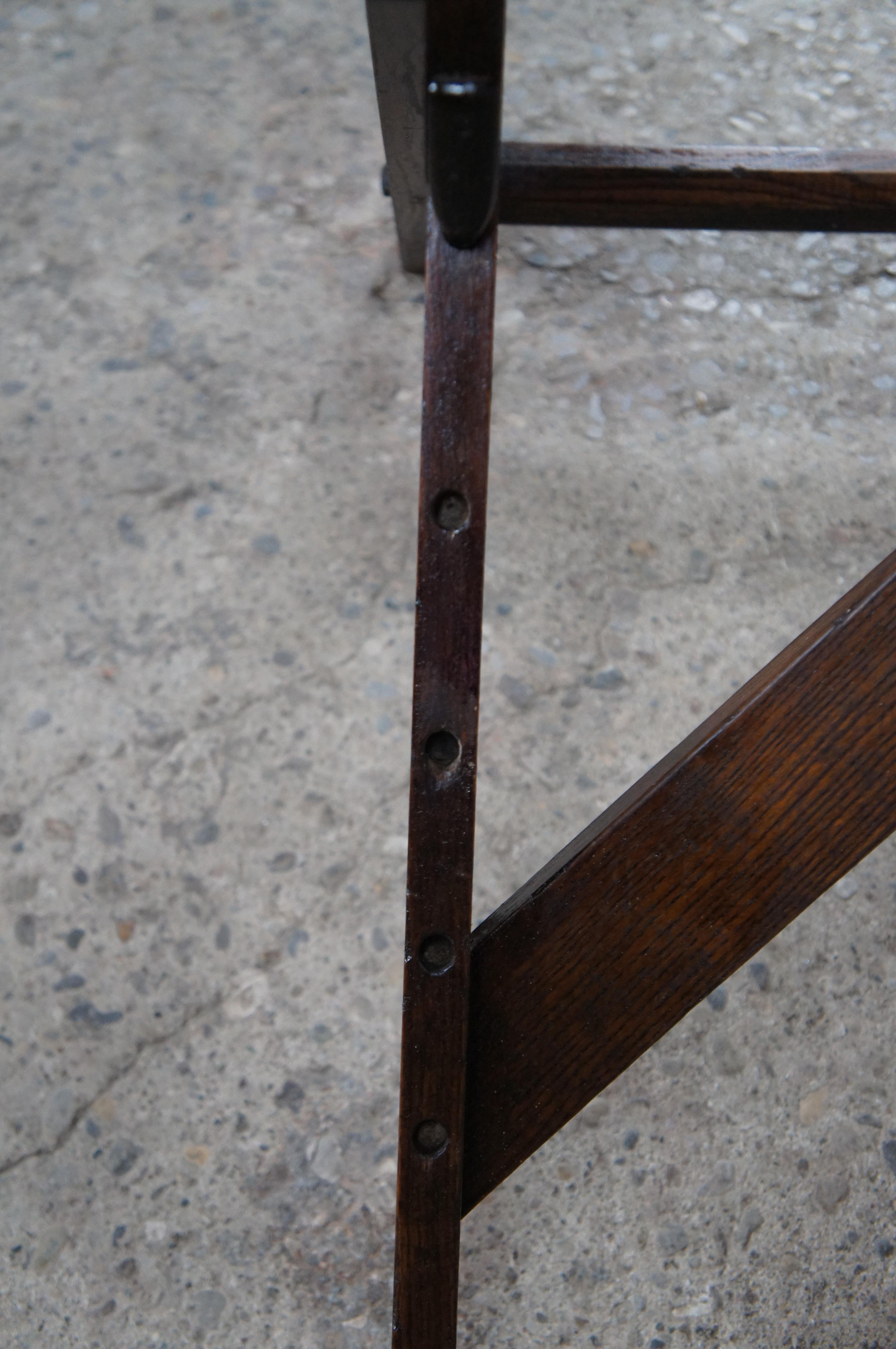 Antique Cole Industrial Adjustable Oak Drafting Drawing Table Artist Easel 7