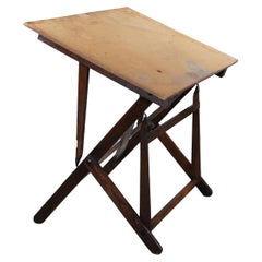 Antiguo Cole Industrial Mesa de dibujo ajustable de roble Caballete de artista