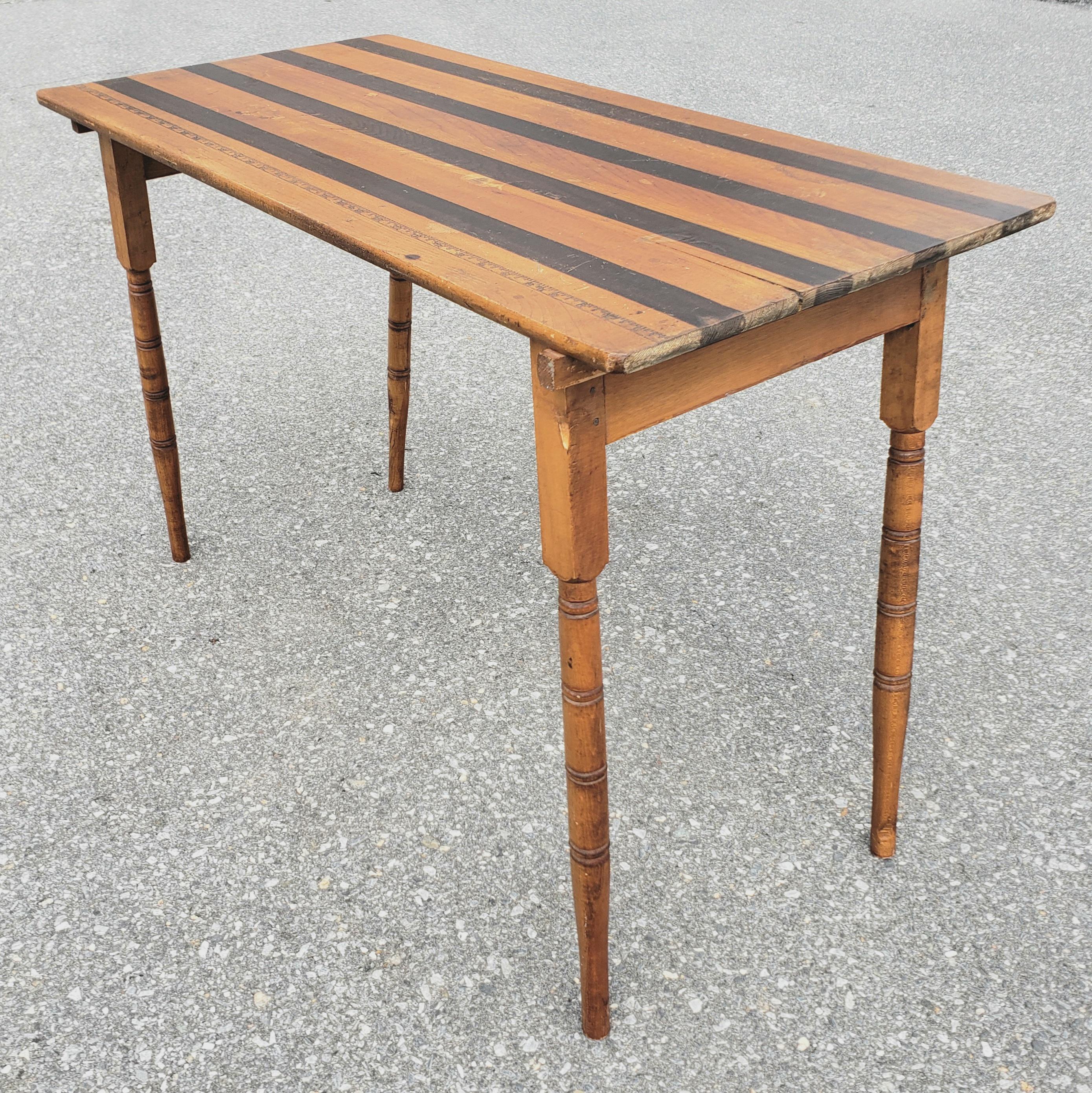 Rare antique collapsable wood industrial work table with ruler in very good antique condition. Great antique industrial table. Perfect for a kitchen - work table- decor - bourbon bar and whatever you can dream up.