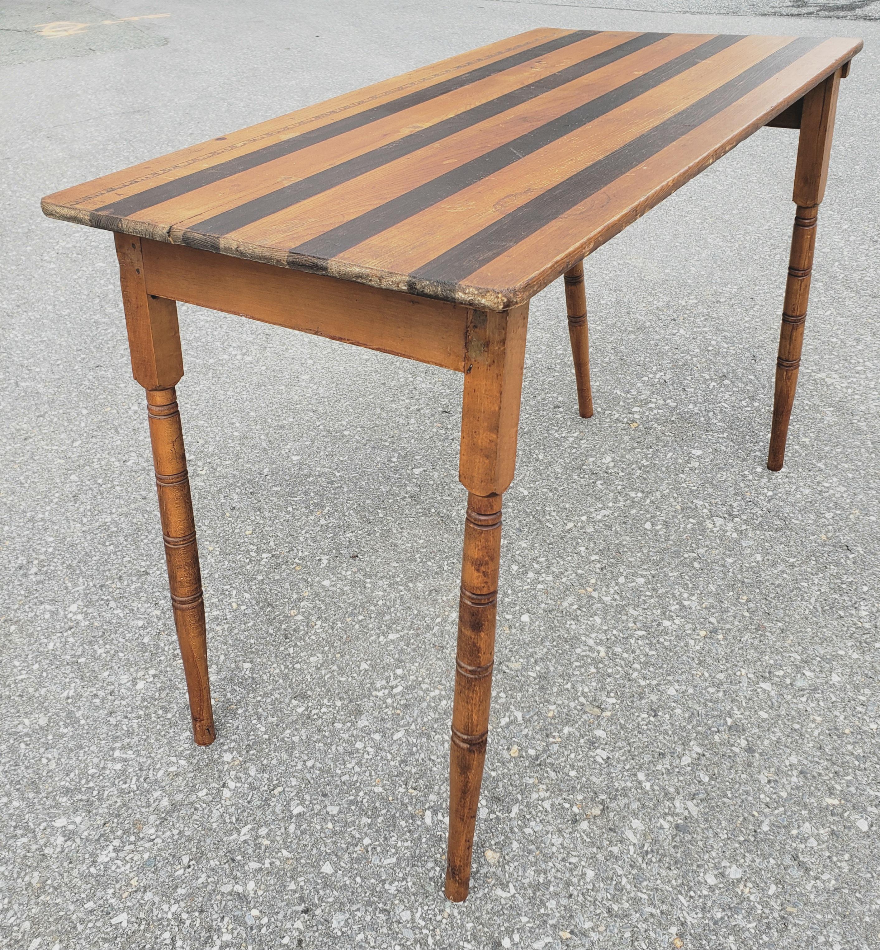 Hand-Crafted Antique Collapsable Wood Industrial Work Table with Ruler For Sale