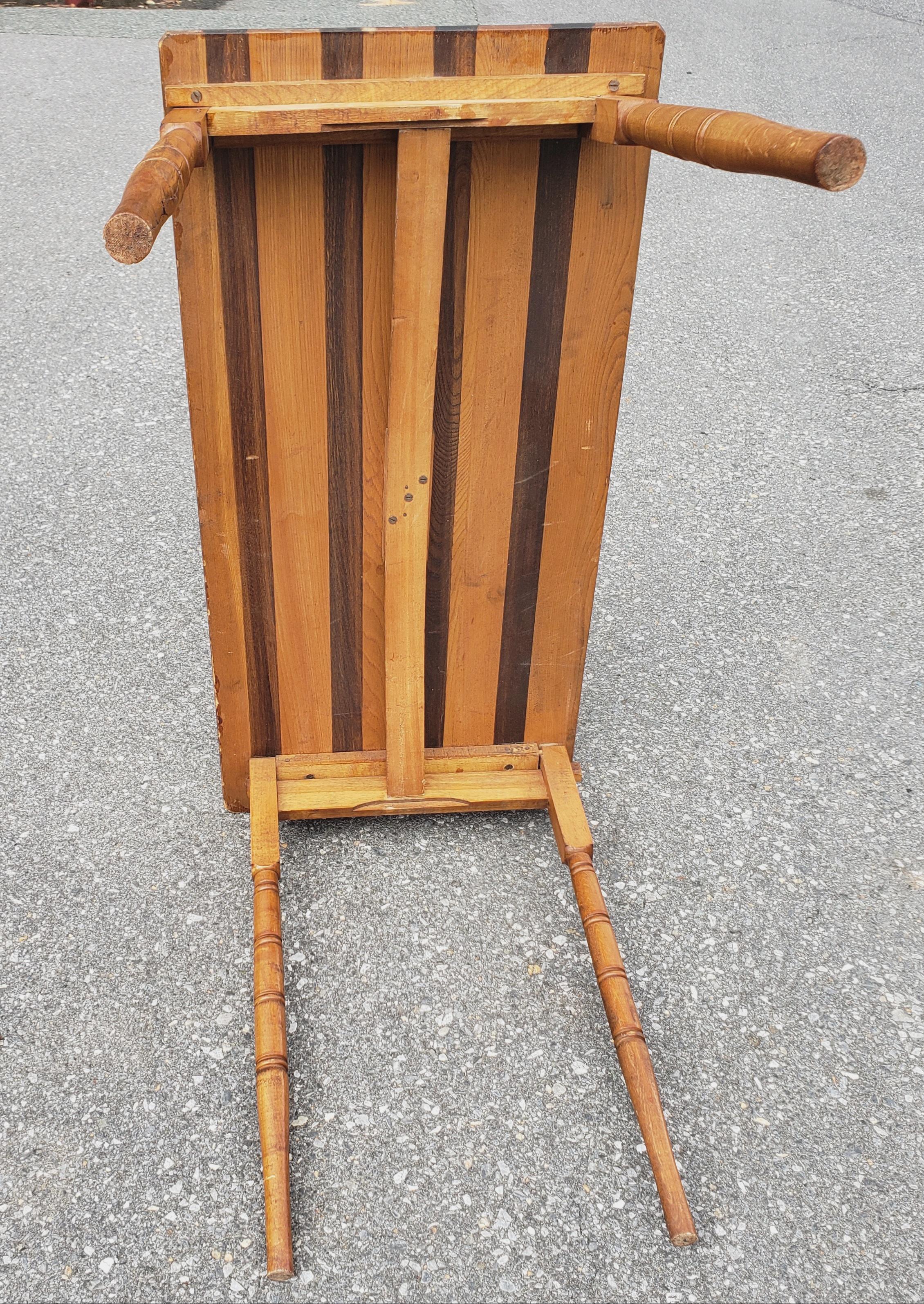Antique Collapsable Wood Industrial Work Table with Ruler In Good Condition For Sale In Germantown, MD