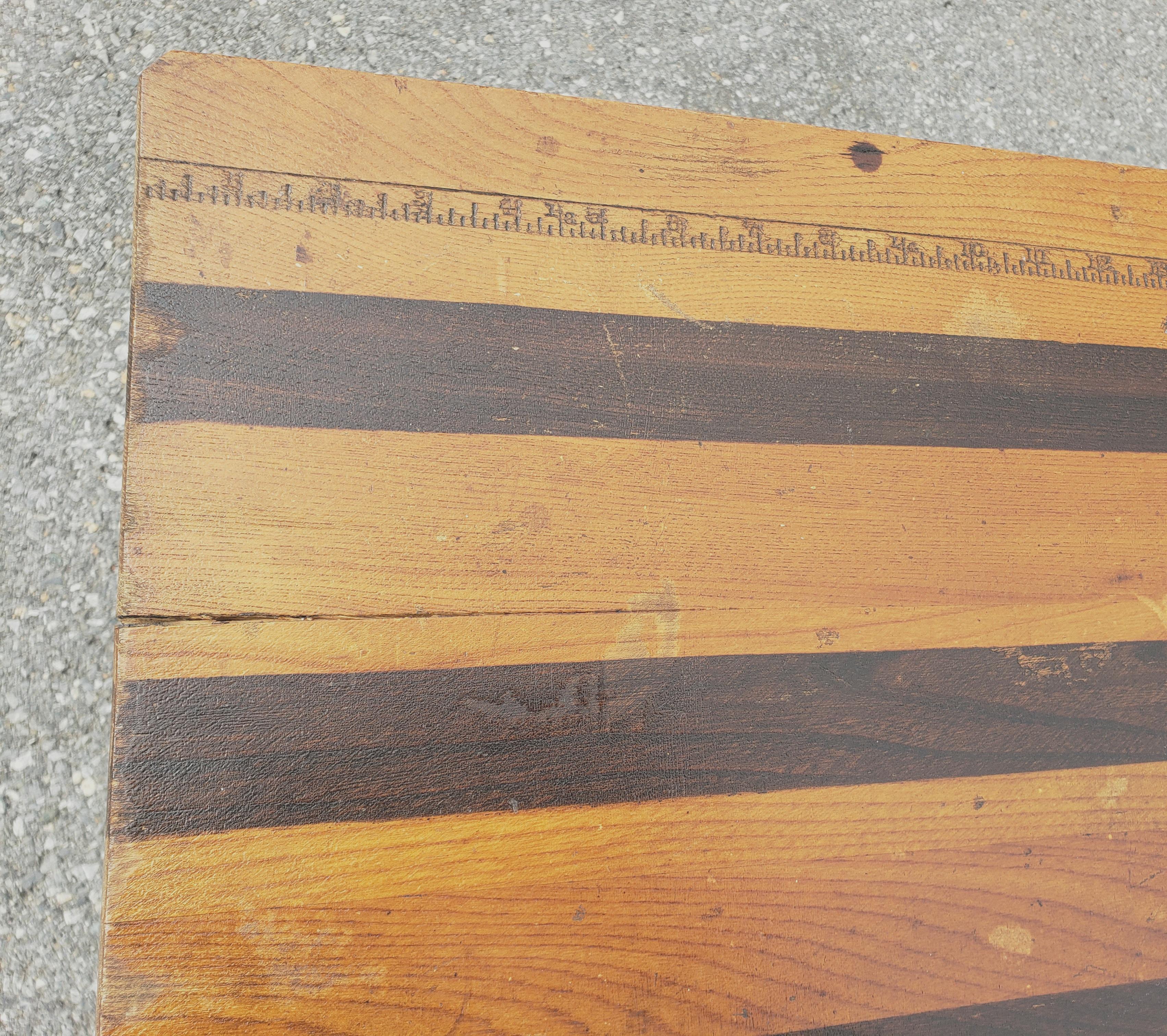 Antique Collapsable Wood Industrial Work Table with Ruler For Sale 1