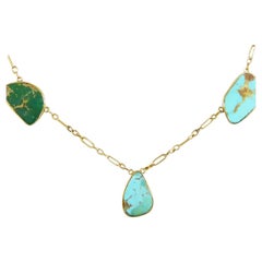 Antique Collar set Turquoise Spacer Necklace in 15ct Yellow Gold