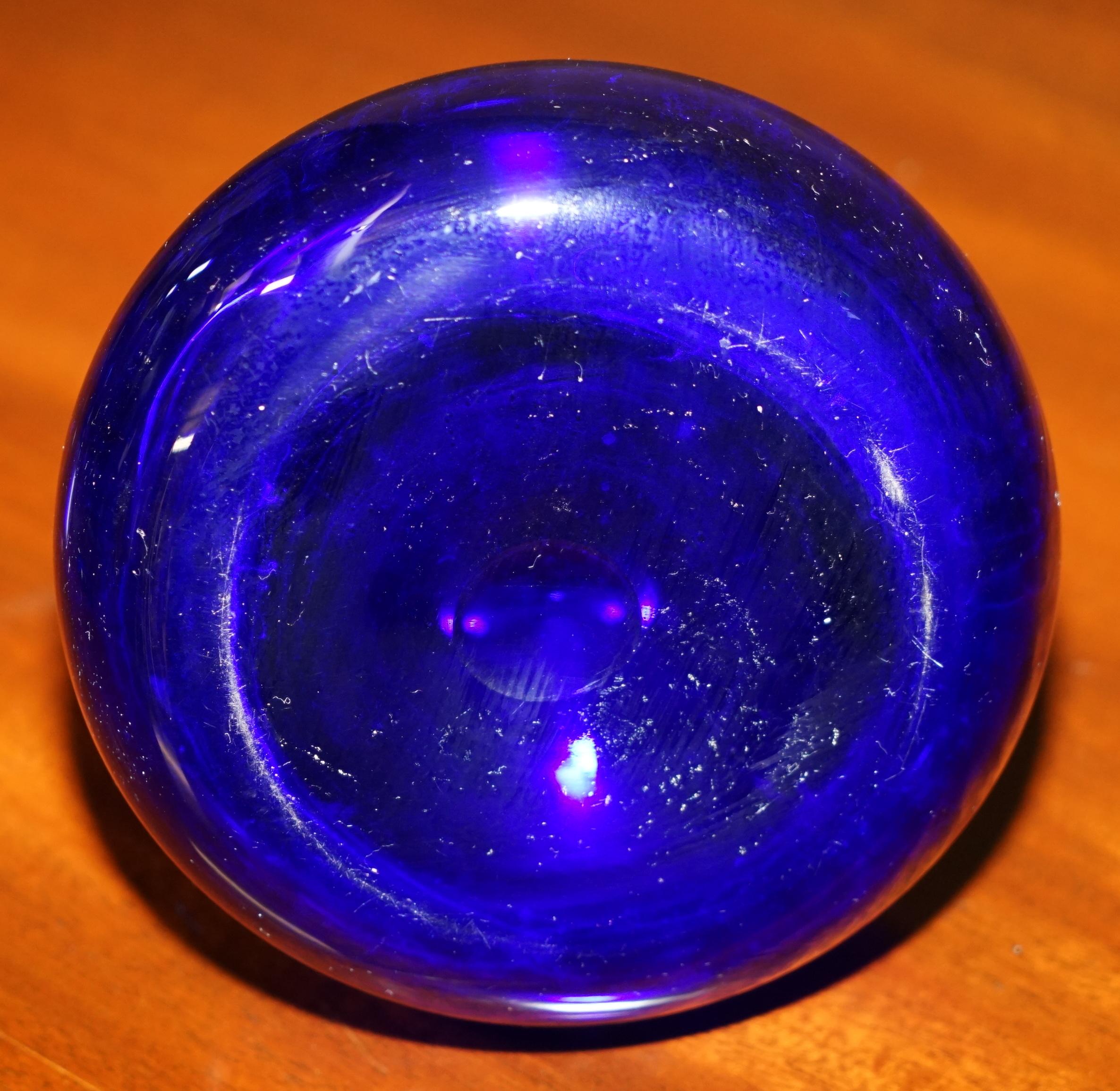 DECANTER E VETRINE ANTiQUE COLLECTABLE BRISTOL COBALT BLUE SHERRY GLASS in vendita 2