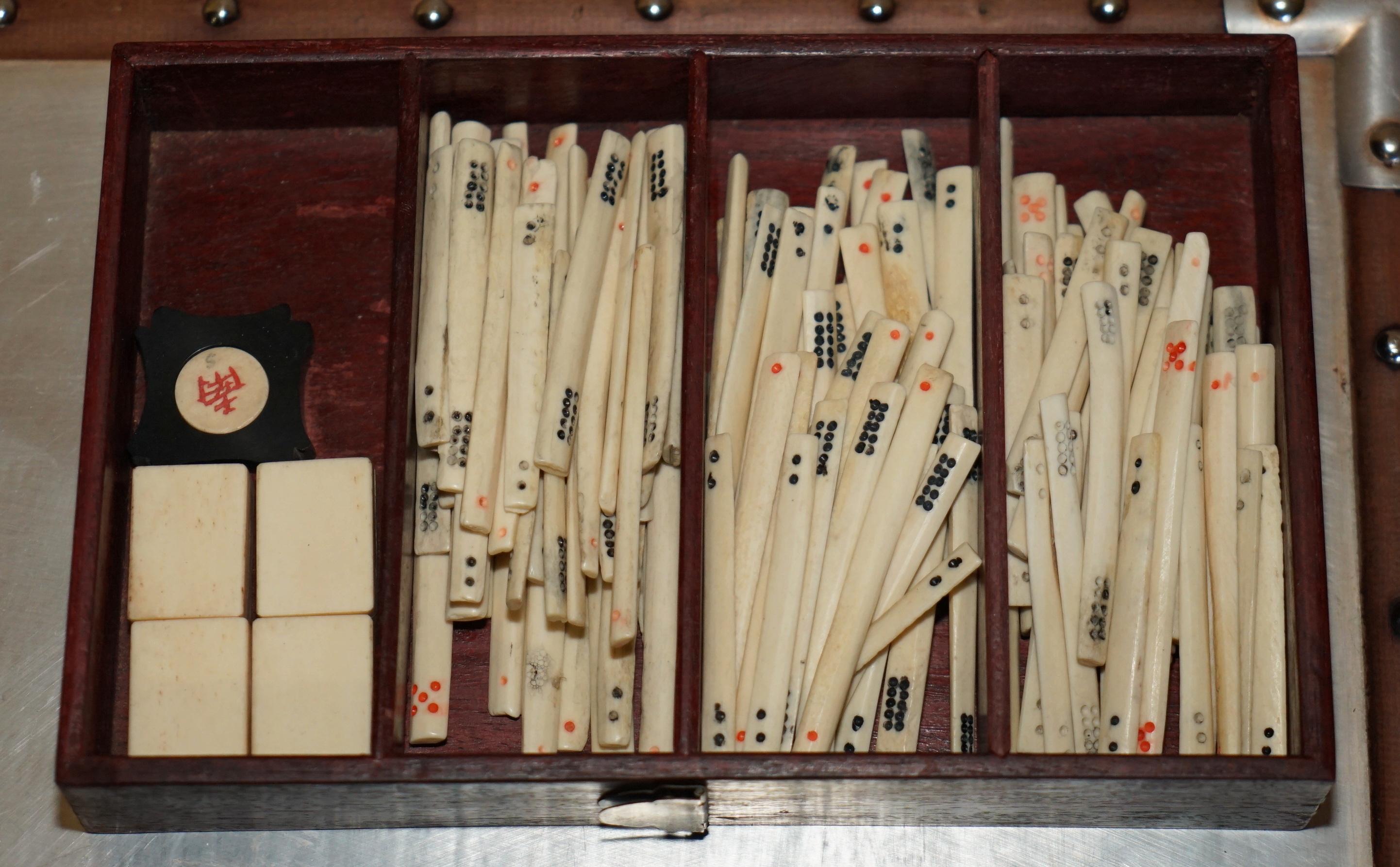 ANTIQUE COLLECTABLE MAHJONG CIRCA 1920'S CHiNESE EXPORT PERIOD HAND CARVED CASE im Angebot 8