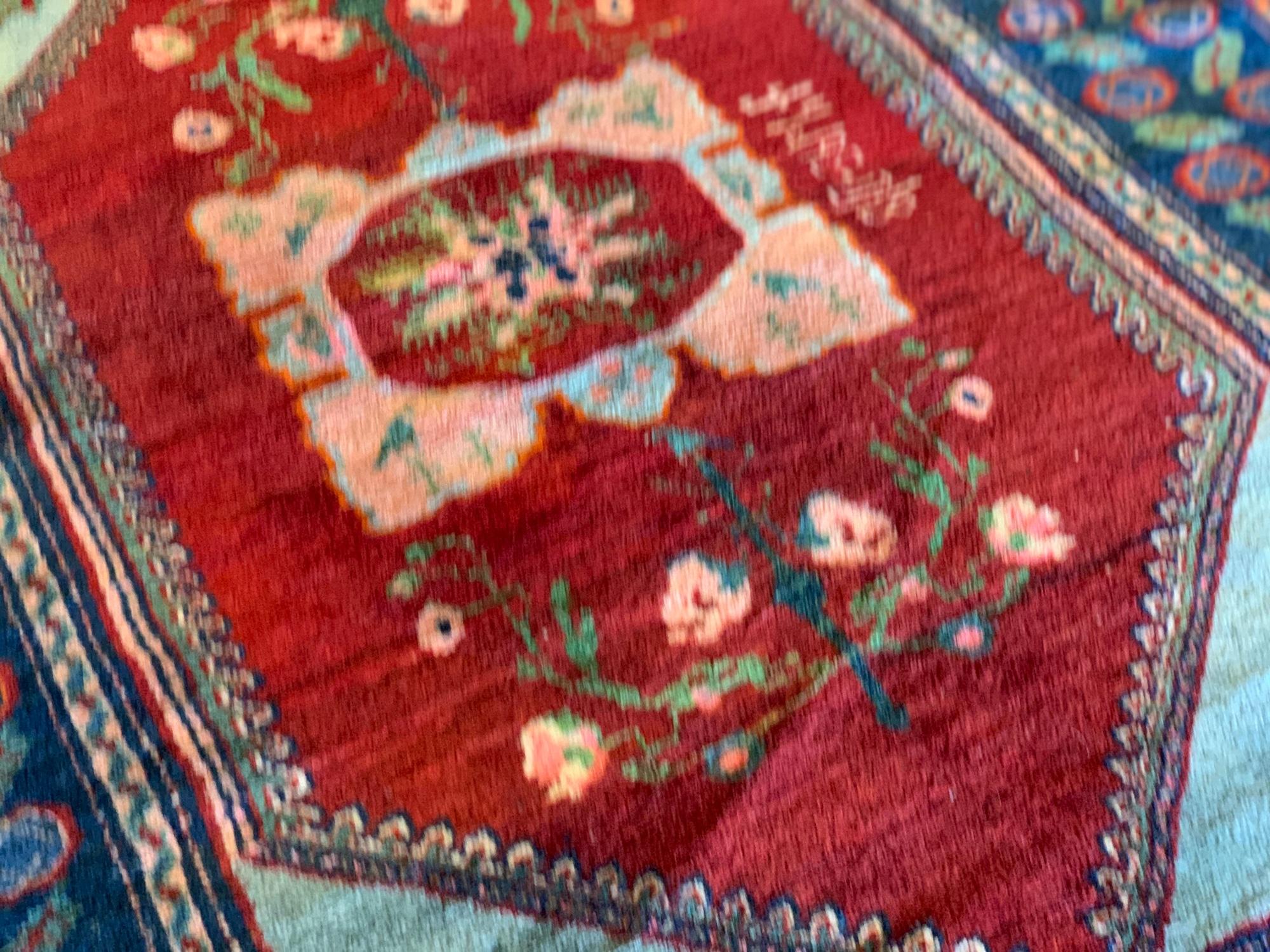 Late 19th Century Antique Collectible Armenian rug, Small Red Wool Rug 1880 For Sale