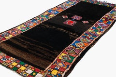 Antique Collectible Black Multicolor Moroccan Wool Shag Midcentury Area Rug