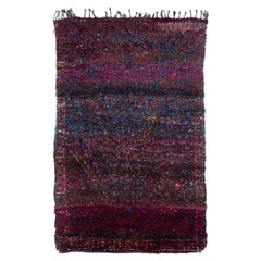 Antique Collectible Chevron V-Type Moroccan Plush Wool Early Midcentury Area Rug