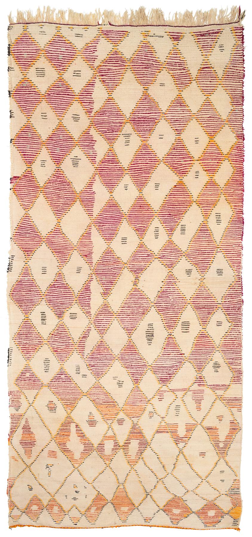 Antique Rare Ait Bou Ichaouen Diamond Violet Moroccan Wool Midcentury Area Rug For Sale 4