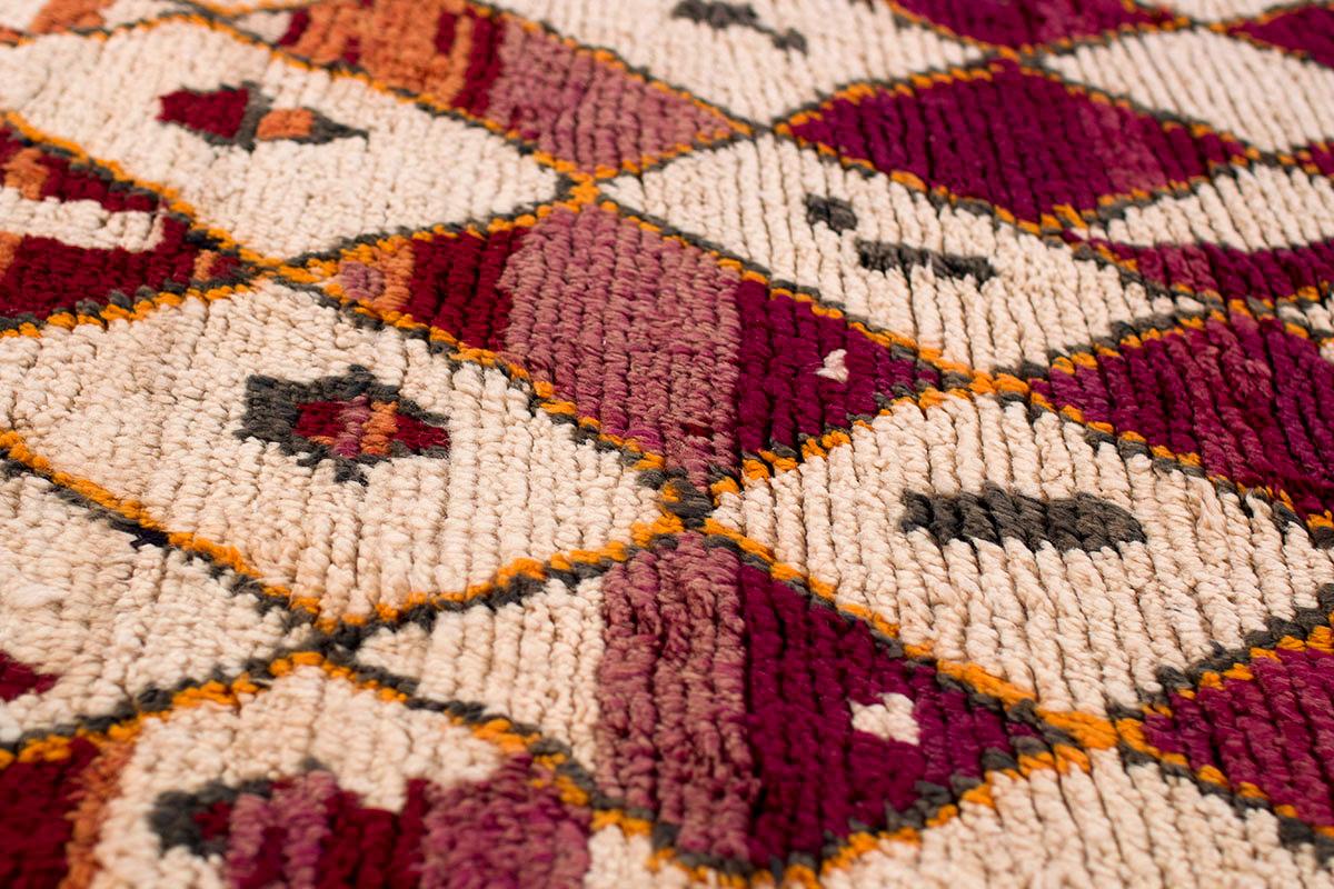 Mid-Century Modern Antique Rare Ait Bou Ichaouen Diamond Violet Moroccan Wool Midcentury Area Rug For Sale